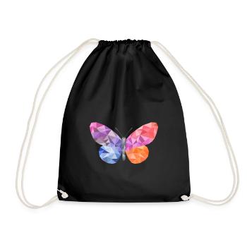 Mosaic Butterfly - Crystal / Origami Design - Drawstring Bag - black - Front
