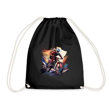 Cooles Mountainbiker T-Shirt Design, Polygon Style - Turnbeutel - Schwarz - Vorne