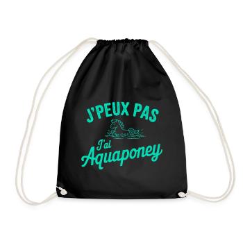tee shirt I can't I have aquapony - Drawstring Bag - black - Front