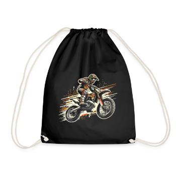 Retro Motocross Gift - Vintage Dirt Bike - Drawstring Bag - black - Front