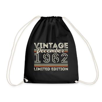 Vintage Décembre 1962 - 63e Anniversaire Décember - Sac de sport léger - noir - Devant