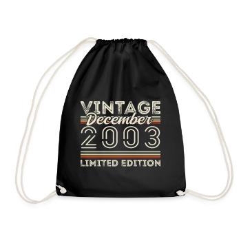 Vintage December 2003 - 22nd Anniversary December - Drawstring Bag - black - Front
