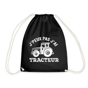 J'Peux Pas J'ai Tracteur Humour Cadeau Fermière - Sac de sport léger - noir - Devant