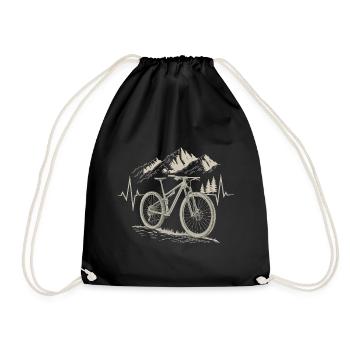 Mountain Bike Heartbeat | Mountains Nature - Drawstring Bag - black - Front