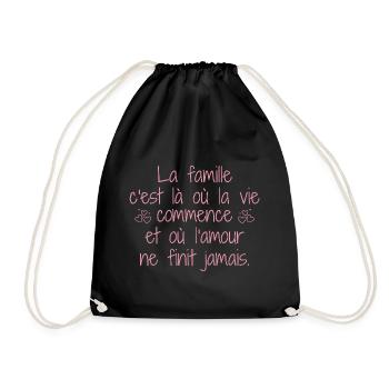 Family is where life begins - Drawstring Bag - black - Front