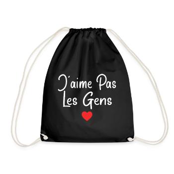 Humoristique adolescent Humour J'aime Pas Les Gens - Sac de sport léger - noir - Devant