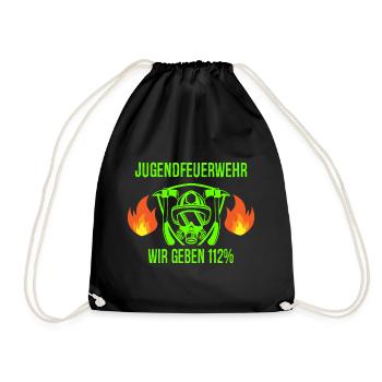 Jugendfeuerwehr Feuerwehrmann Feuerwehr Geschenk - Turnbeutel - Schwarz - Vorne