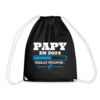 Futur Papy 2024 Grand-père Bébé Grossesse Cadeau - Sac de sport léger - noir - Devant