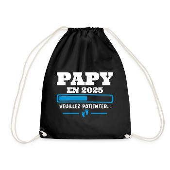Futur Papy 2025 Grand-père Bébé Grossesse Cadeau - Sac de sport léger - noir - Devant