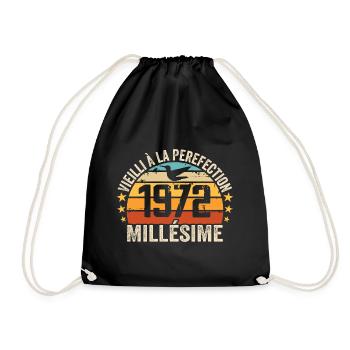 Jahrgang 1972 Retro 1972 Geburtstagsgeschenk - Turnbeutel - Schwarz - Vorne