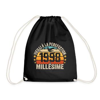Jahrgang 1998 Retro Geburtstagsgeschenk 1998 - Turnbeutel - Schwarz - Vorne