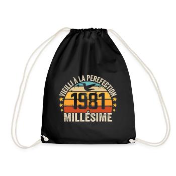 Jahrgang 1981 Retro 1981 Geburtstagsgeschenk - Turnbeutel - Schwarz - Vorne