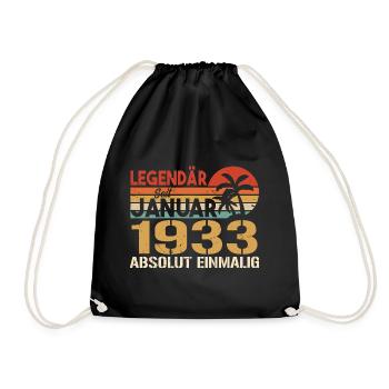 Geburtstagsgeschenk geboren im Januar 1933 - Turnbeutel - Schwarz - Vorne