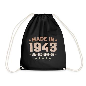 Made in 1943 Birthday Gift 1943 Vintage 1943 - Drawstring Bag - black - Front