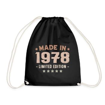Hergestellt im Jahr 1978 Jubiläumsgeschenk 1978 Jahrgang 1978 - Turnbeutel - Schwarz - Vorne
