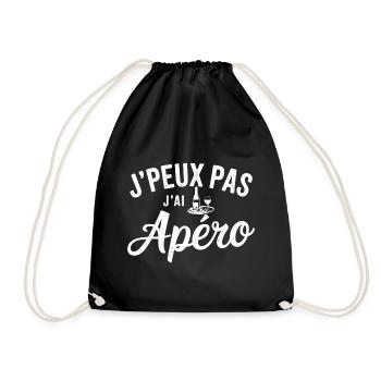 T-Shirt Ich kann nicht Apéro haben - Turnbeutel - Schwarz - Vorne