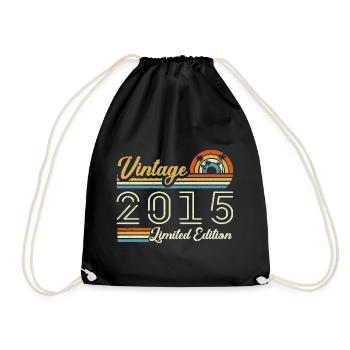 10 Year Anniversary | Vintage 2015 Gift 2015 - Drawstring Bag - black - Front