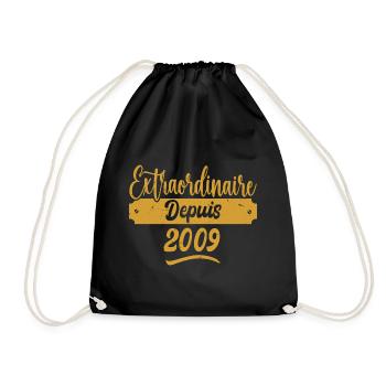 Extraordinaire Depuis 2009 | Cadeau Anniversaire - Sac de sport léger - noir - Devant