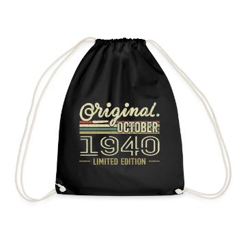 Geboren im Oktober 1940 Retro-Geburtstag Oktober 1940 - Turnbeutel - Schwarz - Vorne