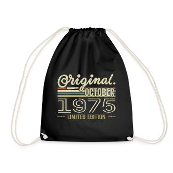 Geboren im Oktober 1975 Retro-Geburtstag Oktober 1975 - Turnbeutel - Schwarz - Vorne