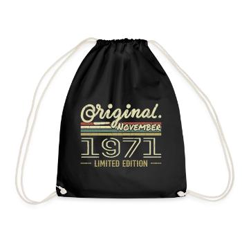 Novembre 1971 - Cadeau Anniversaire Novembre 1971 - Sac de sport léger - noir - Devant