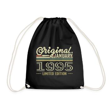 January 1995 Birthday January 1995 Gift 1995 - Drawstring Bag - black - Front