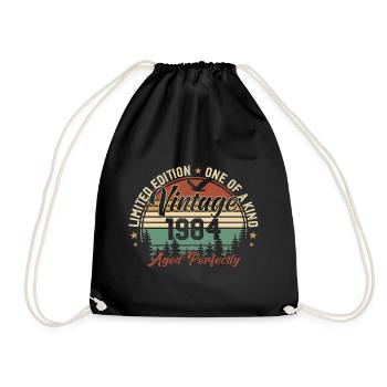 Jahrgang 1984 Retro 1984 Geburtstagsgeschenk 1984 - Turnbeutel - Schwarz - Vorne