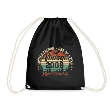 Vintage 2008 Retro 2008 Birthday Gift 2008 - Drawstring Bag - black - Front