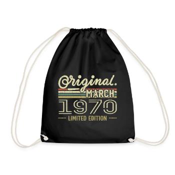 Né en Mars 1970 Cadeau Anniversaire Mars 1970 - Sac de sport léger - noir - Devant
