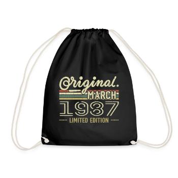 Born in March 1987 Birthday Gift March 1987 - Drawstring Bag - black - Front
