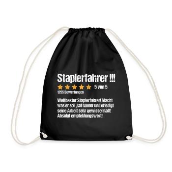 Stapler Staplerfahrer Bewertung Spruch - Turnbeutel - Schwarz - Vorne