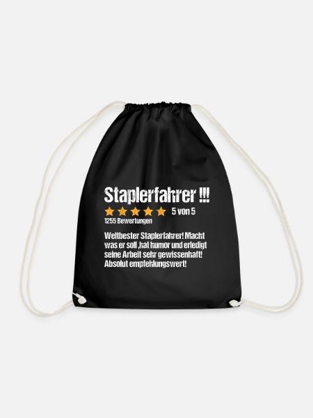 Stapler Staplerfahrer Bewertung Spruch - Turnbeutel - Schwarz