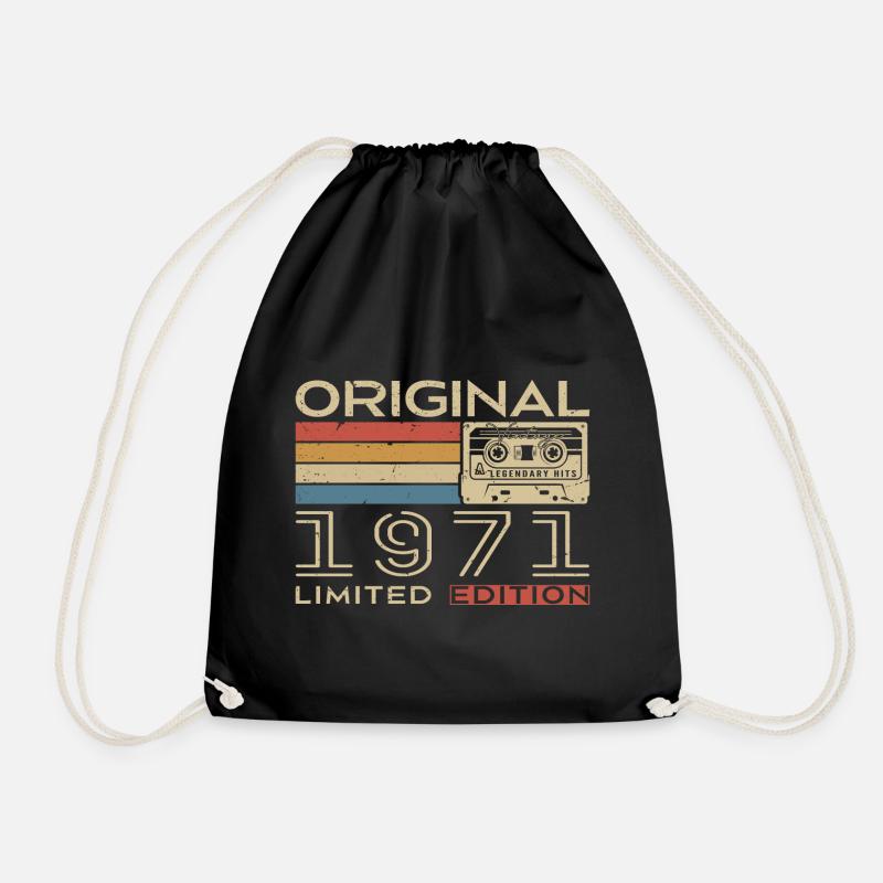 1971 Retro 1971 Birthday Gift - Vintage 1971 - Drawstring Bag - black