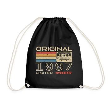 1997 Retro 1997 Geburtstagsgeschenk - Jahrgang 1997 - Turnbeutel - Schwarz - Vorne