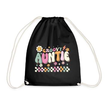 Auntie 60s 70s Hippie Family Best Aunt Ever Auntie - Drawstring Bag - black - Front