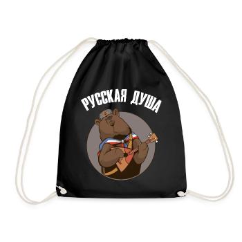 Ours russe avec balalaïka Drapeau russe - Sac de sport léger - noir - Devant