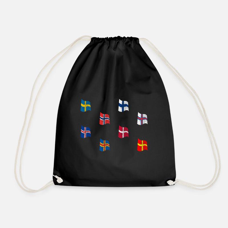 Flags Scandinavia - Drawstring Bag - black