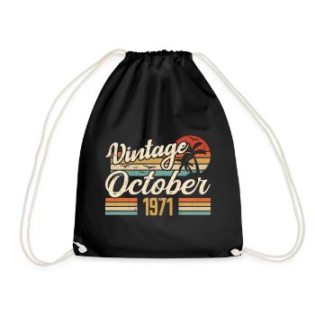 Octobre 1971 Cadeau Anniversaire - 1971 - Sac de sport léger - noir - Devant