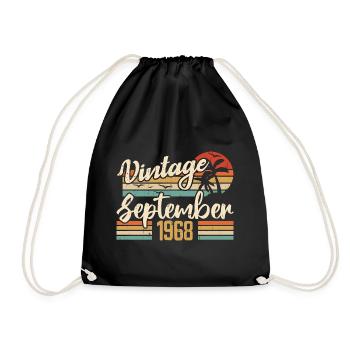 September 1968 Birthday Gift September 1968 - Drawstring Bag - black - Front