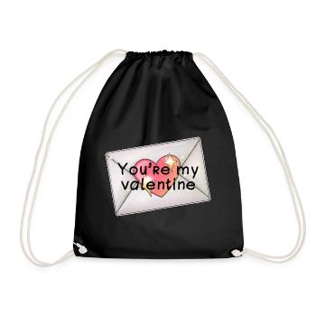 You’re my valentine envelope - Drawstring Bag - black - Front