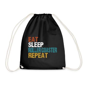 Achterbahn Roller Coaster Eat Sleep Repeat - Turnbeutel - Schwarz - Vorne