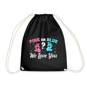 Pink oder Blau Wir lieben dich - Gender Reveal - Turnbeutel - Schwarz - Vorne