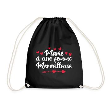 marié à une femme merveilleuse | mariage couple - Sac de sport léger - noir - Devant