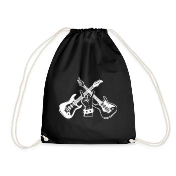 Gitarre Geschenk Rock Musik Konzert Band - Turnbeutel - Schwarz - Vorne
