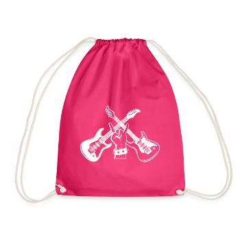 Guitar Gift Rock Music Concert Band - Drawstring Bag - fuchsia - Front