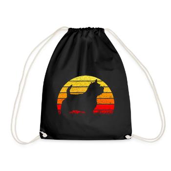 Norwich Terrier Dog Sun Vintage - Drawstring Bag - black - Front