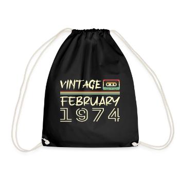 February 1974 Best Gift February 1974 - Drawstring Bag - black - Front