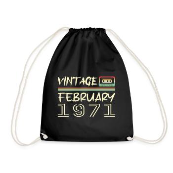 February 1971 Best Gift February 1971 February - Drawstring Bag - black - Front