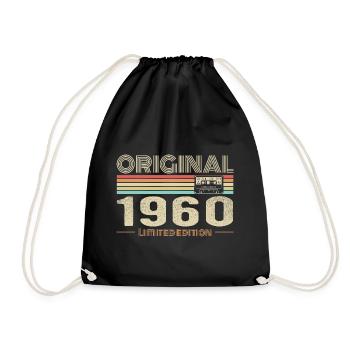 Original 1960er Jahre Vintage 1960er Jahre Retro 1960er Jahre Geburtstag - Turnbeutel - Schwarz - Vorne