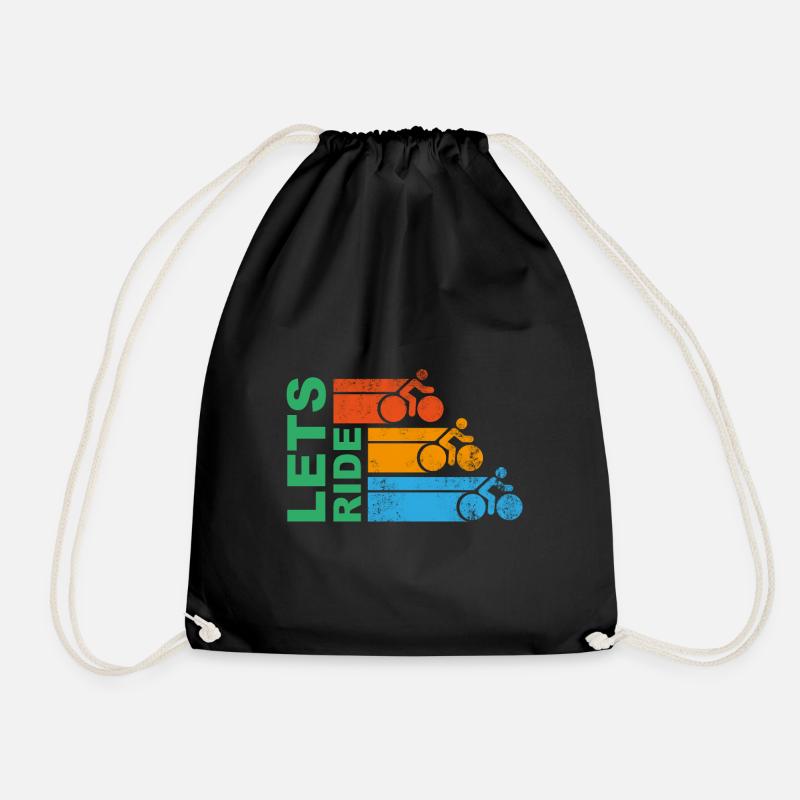 Lets Ride Cycling - Drawstring Bag - black